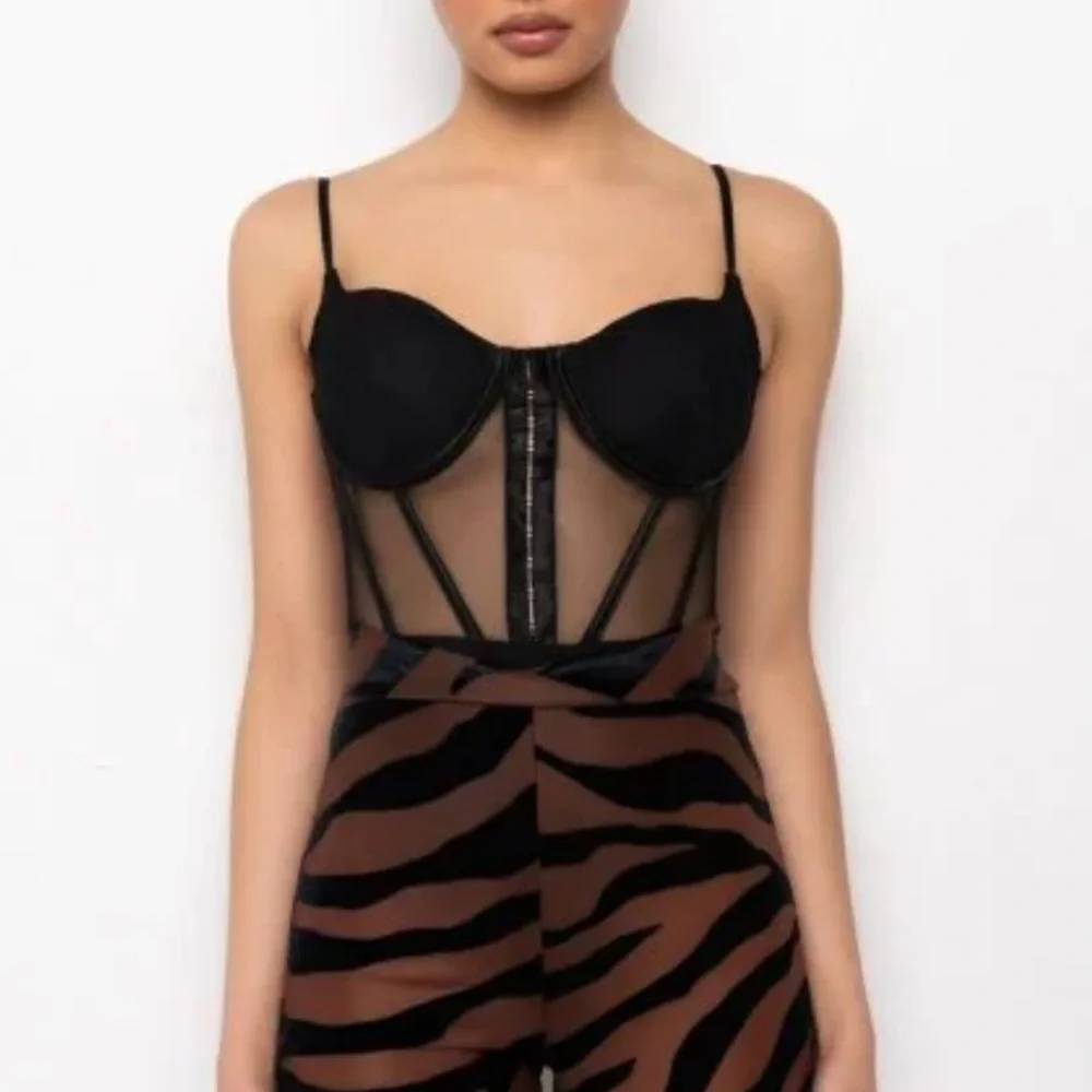 AKIRA Black Mesh Corset Bodysuit - Picture 1 of 4